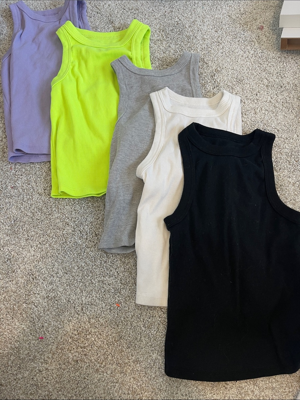 Girls' Ribbed Tank Top - Black, White, Gray, Lime, Lavender
